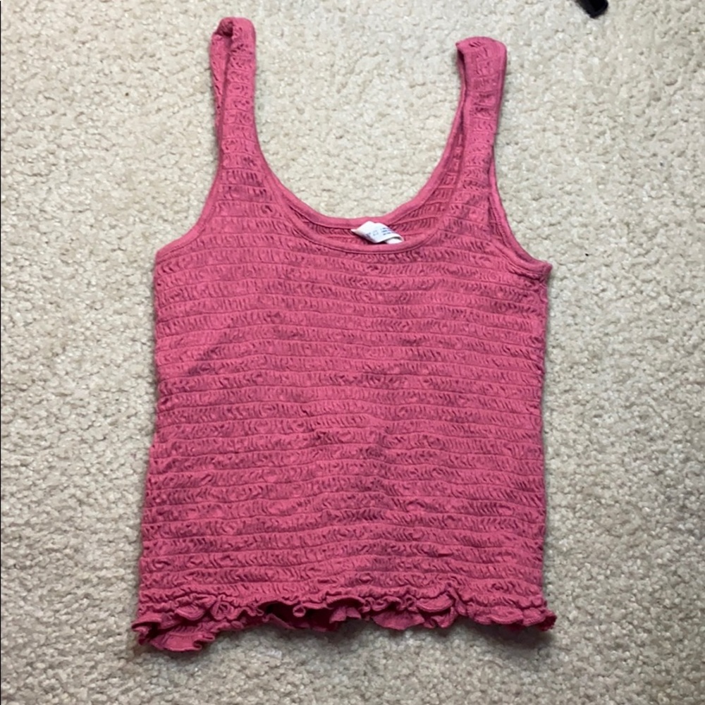 Flamingo Pink Crop Top . Fitted . Size: Small .